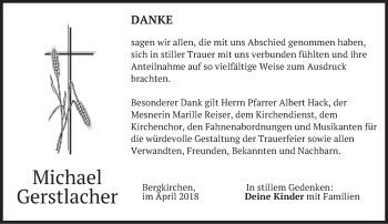 Traueranzeige von Michael Gerstlacher von merkurtz