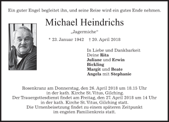 Traueranzeige von Michael Heindrichs von merkurtz