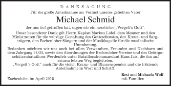 Traueranzeige von Michael Schmid von merkurtz