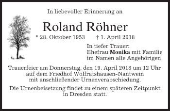 Traueranzeige von Roland Röhner von merkurtz
