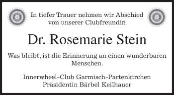 Traueranzeige von Rosemarie Stein von merkurtz