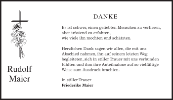 Traueranzeige von Rudolf Maier von merkurtz