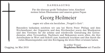 Traueranzeige von Georg Heilmeier von merkurtz