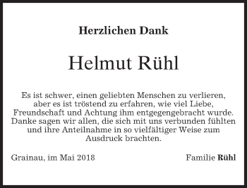 Traueranzeige von Helmut Rühl von merkurtz