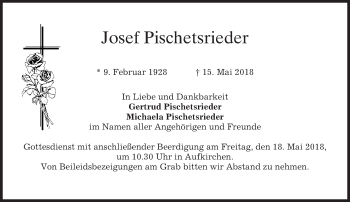 Traueranzeige von Josef Pischetsrieder von merkurtz