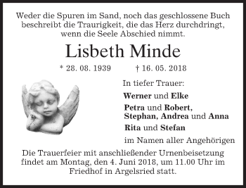 Traueranzeige von Lisbeth Minde von merkurtz
