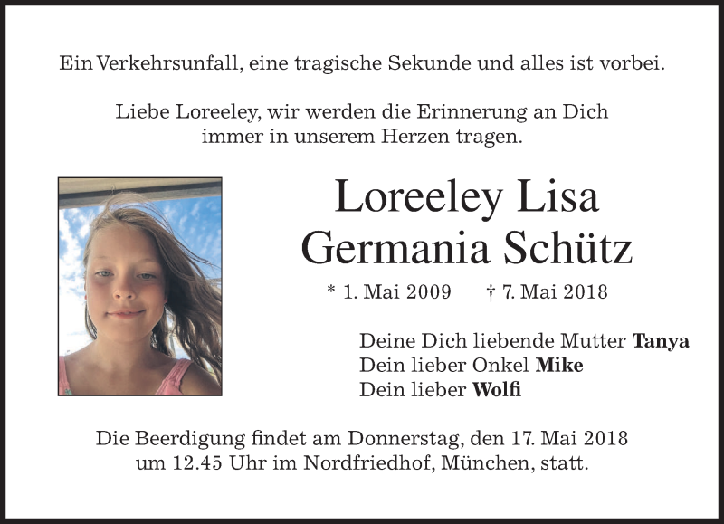 Traueranzeigen Von Loreeley Lisa Germania Schütz Trauermerkurde