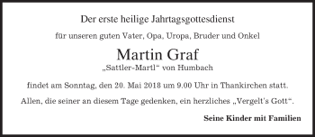 Traueranzeige von Martin Graf von merkurtz