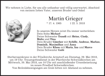 Traueranzeige von Martin Grieger von merkurtz