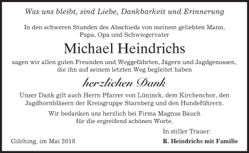 Traueranzeige von Michael Heindrichs von merkurtz