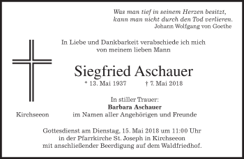 Traueranzeige von Siegfried Aschauer von merkurtz