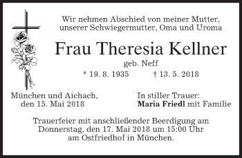 Traueranzeige von Theresia Kellner von merkurtz