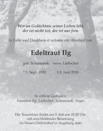 Traueranzeige von Edeltraut Ilg von merkurtz