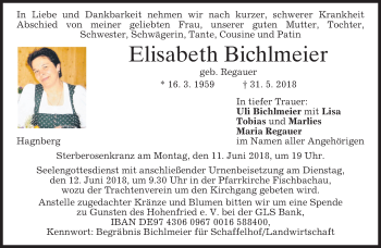 Traueranzeige von Elisabeth Bichlmeier von merkurtz