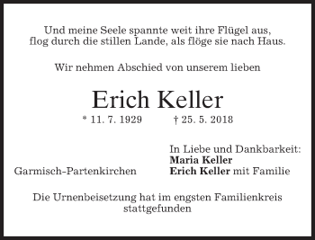 Traueranzeige von Erich Keller von merkurtz