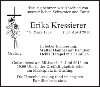 Traueranzeige von Erika Kressierer von merkurtz