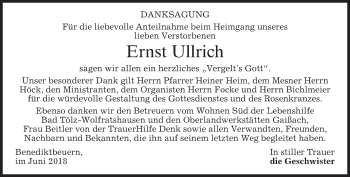 Traueranzeige von Ernst Ullrich von merkurtz