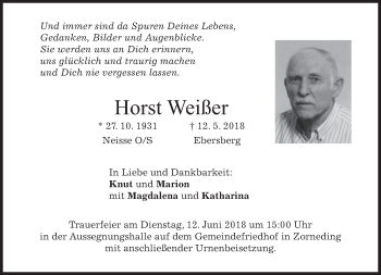 Traueranzeige von Horst Weißer von merkurtz
