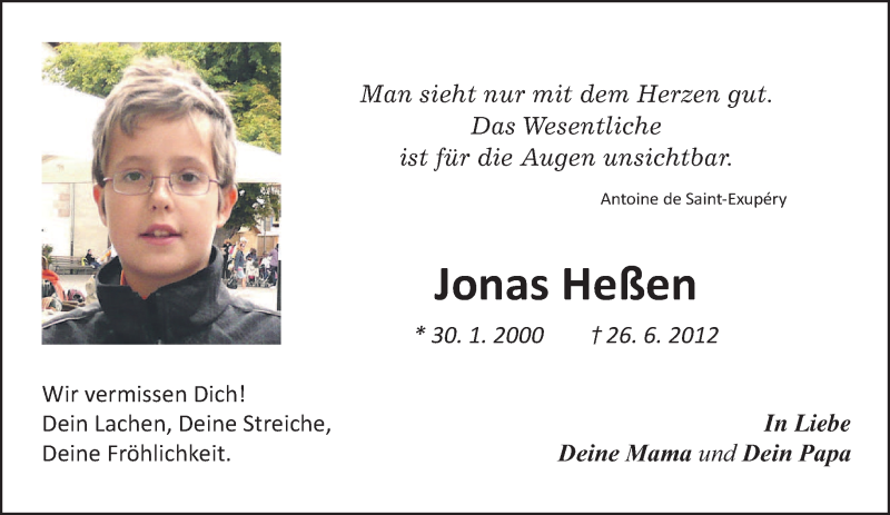  Traueranzeige für Jonas Heßen vom 23.06.2018 aus merkurtz