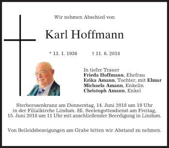 Traueranzeige von Karl Hoffmann von merkurtz