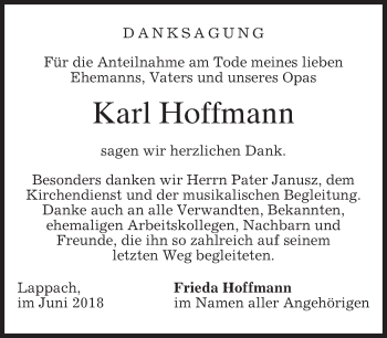 Traueranzeige von Karl Hoffmann von merkurtz