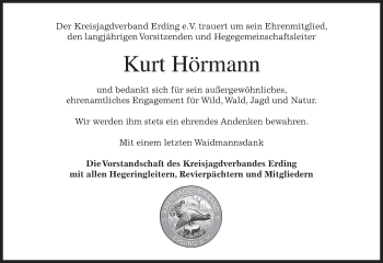 Traueranzeige von Kurt Hörmann von merkurtz