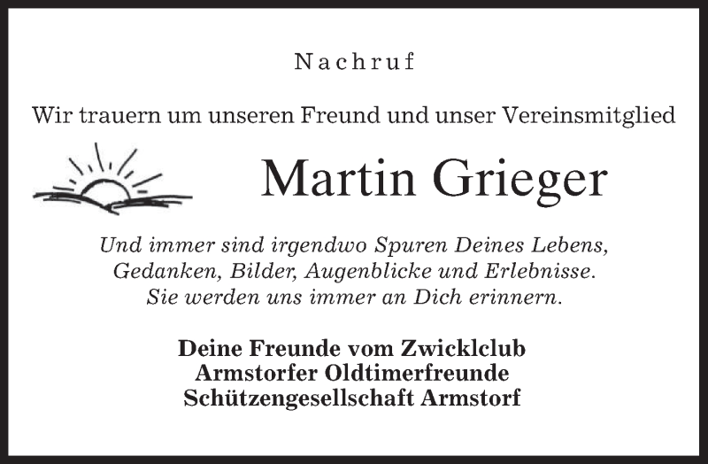 Traueranzeige für Martin Grieger vom 16.06.2018 aus merkurtz