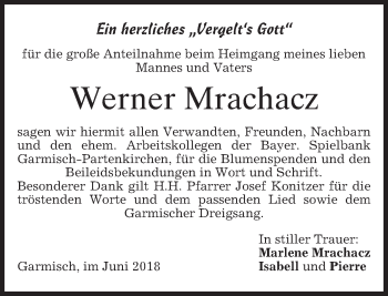 Traueranzeige von Werner Mrachacz von merkurtz