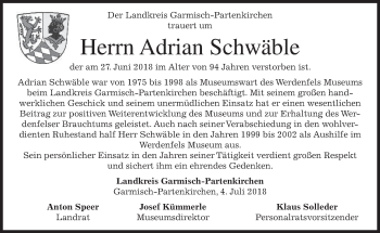 Traueranzeige von Adrian Schwäble von merkurtz