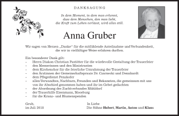 Traueranzeige von Anna Gruber von merkurtz
