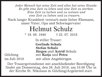 Traueranzeige von Helmut Schulz