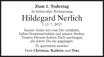 Traueranzeige von Hildegard Nerlich von merkurtz