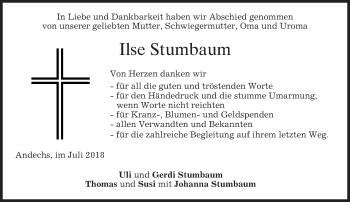 Traueranzeige von Ilse Stumbaum von merkurtz