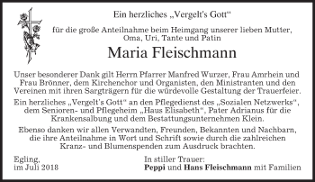 Traueranzeige von Maria Fleischmann von merkurtz