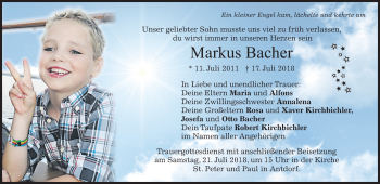 Traueranzeige von Markus Bacher von merkurtz