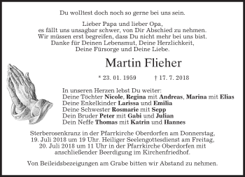 Traueranzeige von Martin Flieher von merkurtz