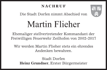 Traueranzeige von Martin Flieher von merkurtz