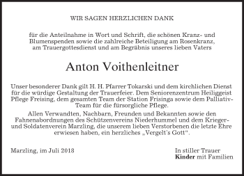 Traueranzeige von Anton Voithenleitner von merkurtz