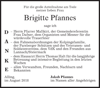 Traueranzeige von Brigitte Pfannes von merkurtz