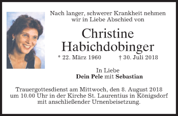 Traueranzeige von Christine Habichdobinger von merkurtz