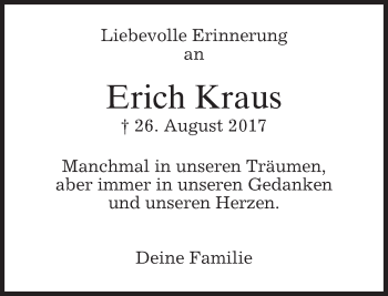 Traueranzeige von Erich Kraus von merkurtz