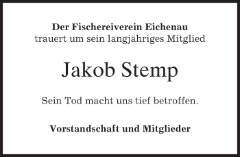 Traueranzeige von Jakob Stemp