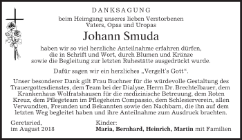 Traueranzeige von Johann Smuda von merkurtz