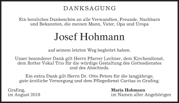 Traueranzeige von Josef Hohmann