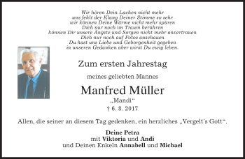 Traueranzeige von Manfred Müller von merkurtz