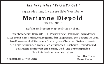 Traueranzeige von Marianne Diepold von merkurtz