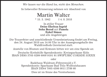 Traueranzeige von Martin Walter von merkurtz