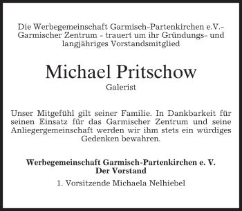 Traueranzeige von Michael Pritschow von merkurtz