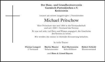 Traueranzeige von Michael Pritschow von merkurtz
