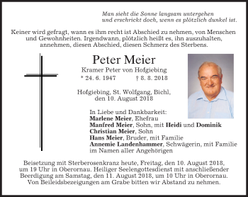 Traueranzeige von Peter Meier von merkurtz